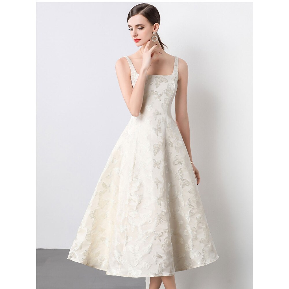 A-Linie Quinceanera-Kleider Elegant Kleid Hochzeit Hochzeitsgast Knöchellänge Ärmellos Spaghettiträger Polyester Rückenfrei mit Blumenmuster 2025 Lightinthebox