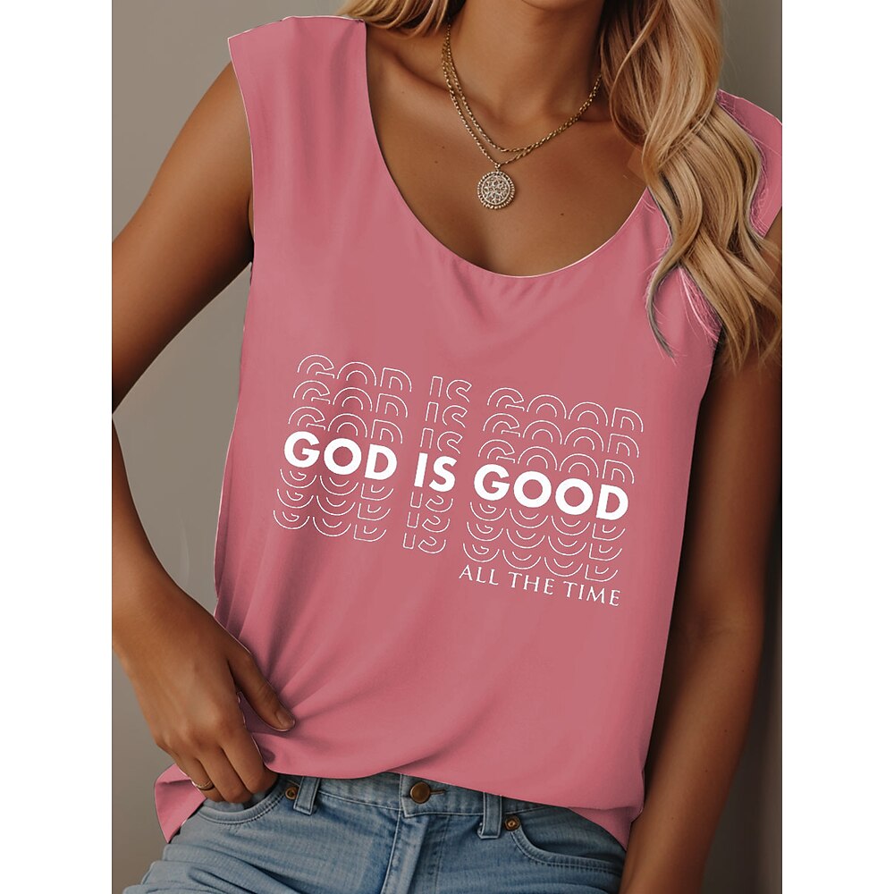 Damen Camisole-Tanktop Grafik Buchstabe Lässig Ärmellos Rundhalsausschnitt Normale Oberteile Täglich Druck Schwarz Rosa Rote Blau Sommer Drunk Lightinthebox