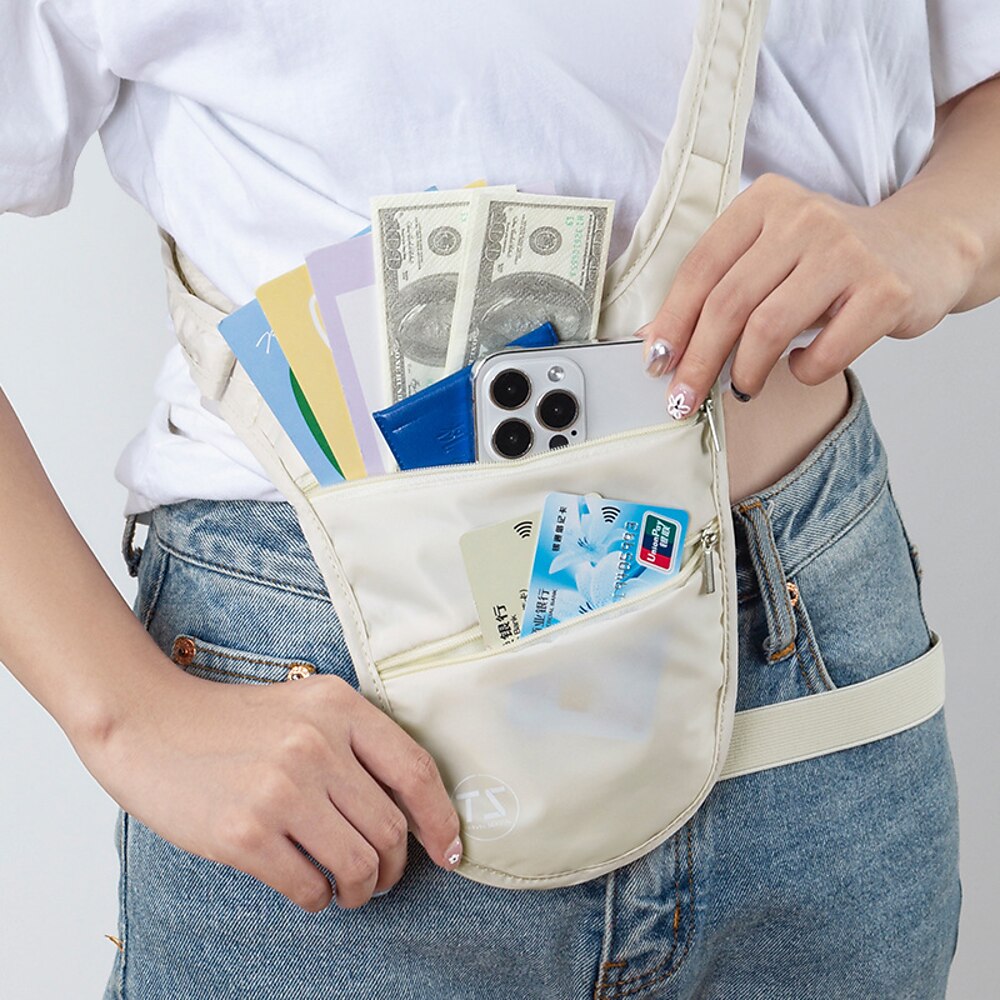 Aufbewahrungs-Gürteltasche, eng anliegend, Diebstahlschutz, mehrere Taschen, mehrlagiges Design, großes Fassungsvermögen, leicht, atmungsaktiv, für Sport, Radfahren, Reisen Lightinthebox