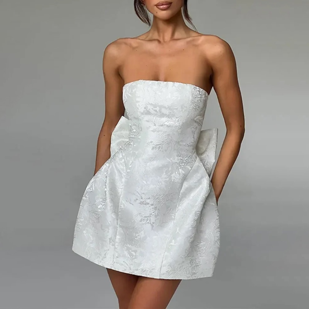 Damen Minikleid Weißes Kleid Abschlusskleid Partykleid Mode Geburtstag Abschlussfeier Cocktailparty Normale Passform Einfach Ärmellos Trägerlos Hellrosa Weiß Sommer Lightinthebox