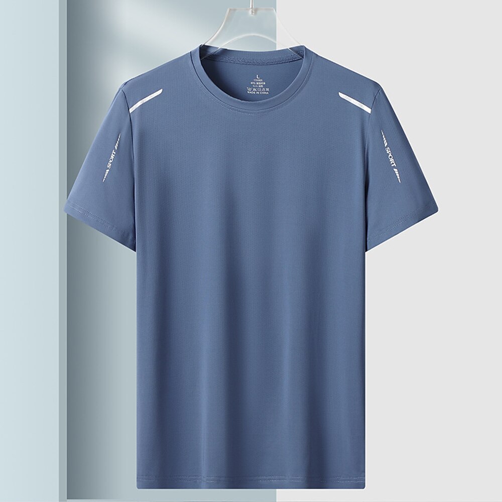 Herren T-Shirt Kurzarmshirt Kurzarm Rundhalsausschnitt Sommer Grafik Mode Designer Schnelltrocknend Urlaub Straße Ausgehen Schwarz Marineblau Hellblau Top T-Shirt für Herren Lightinthebox