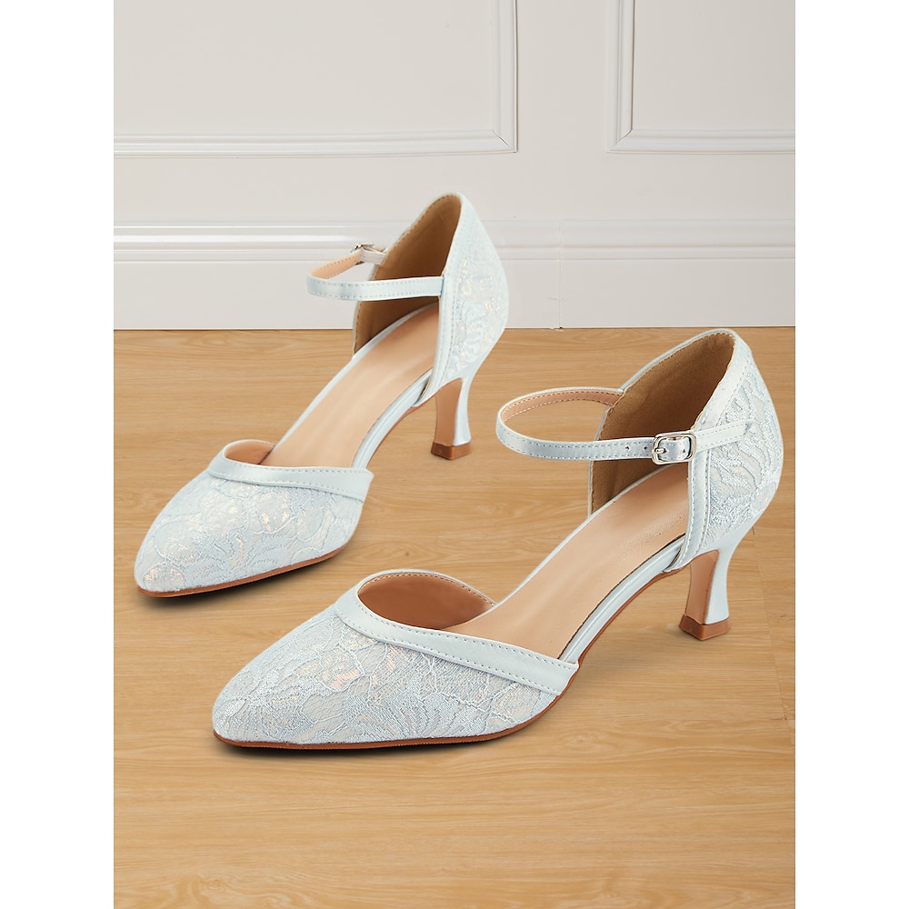 Damen-Pumps mit Fesselriemchen und Spitze im 50er-Jahre-Stil - elegante Schuhe mit spitzer Spitze und kleinem Absatz für Hochzeiten, Partys und formelle Anlässe Lightinthebox