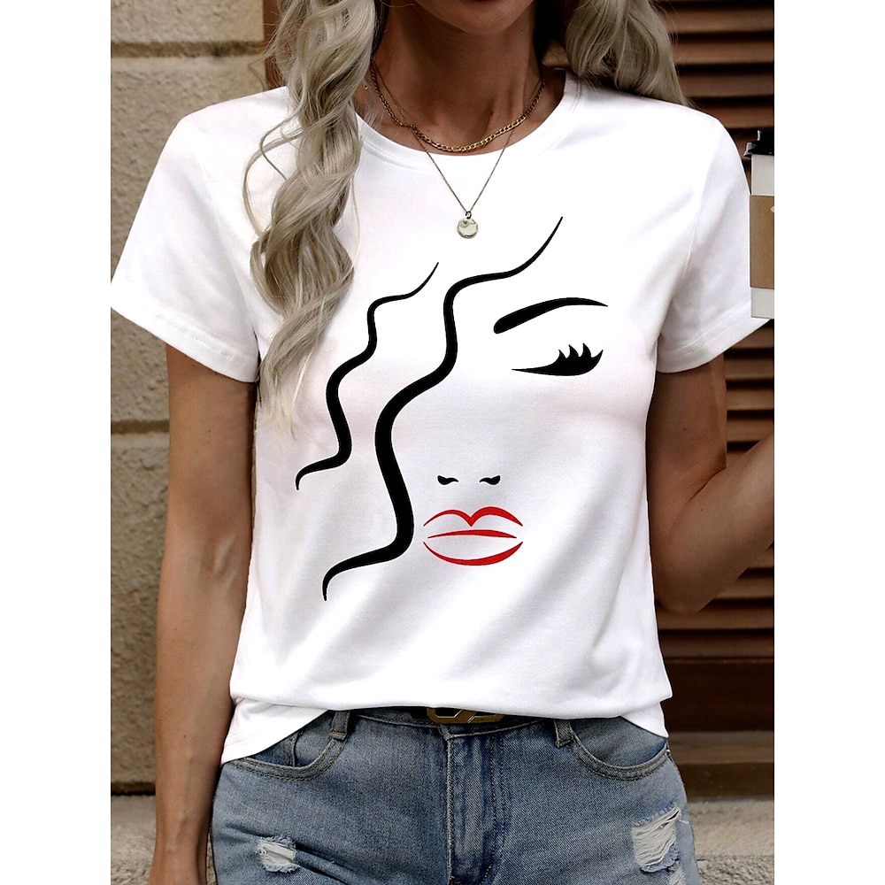 Valentinstag Damen T Shirt Graphic Brautkleider schlicht Kurzarm Rundhalsausschnitt Normale Oberteile Täglich Bedruckt Weiß Sommer Lightinthebox