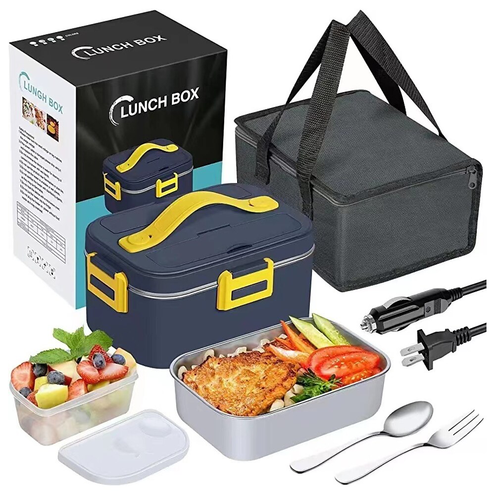 75 W elektrisch beheizte Lunchbox, 1,8 l, Speisenwärmer/-wärmer, tragbare beheizte Lunchboxen, auslaufsicher, abnehmbarer Behälter aus Edelstahl 304 Lightinthebox