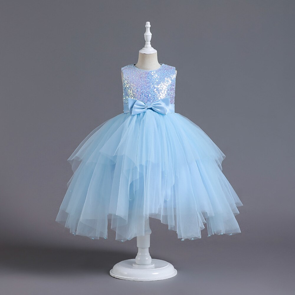 Kinder Mädchen Partykleid Einfarbig Ärmellos Kurzarm Besonderer Anlass Prinzessin Polyester Netzstoff Partykleid Sommer Frühling Kinder Champagner Rosa Purpur Lightinthebox