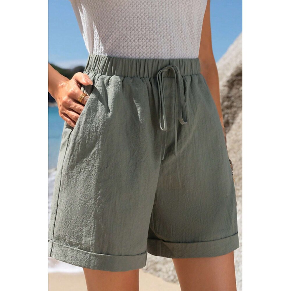 Damen Shorts Stoffhosen Lässig Kurz Natürliche Taille Einfach Tasche Elastisches Kordelzugdesign Atmungsaktivität Weich Mikroelastisch Straße Alltagskleidung Grau Schwarz Sommer Normale Passform Lightinthebox