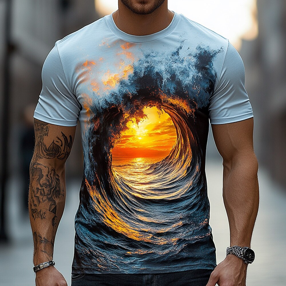 Herren Nautisch T Shirt Kurzarm T-Shirt 3D-Druck Rundhalsausschnitt Hemd Übertrieben Designer Party Lässig Ferien Blau Sommer Frühling Ganzjahres Bekleidung S M L XL XXL XXXL Lightinthebox