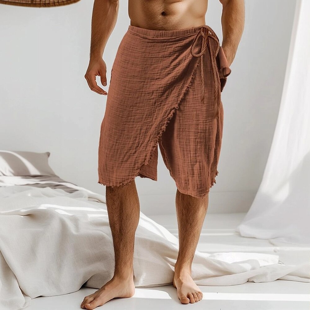 Herren Shorts Leinenshorts Sommershorts Strandshorts Kordelzug Elastischer Bund Einfach Komfort Atmungsaktiv Knielang Outdoor Täglich Strand Mode Hawaiianisch Weiß Braun Lightinthebox