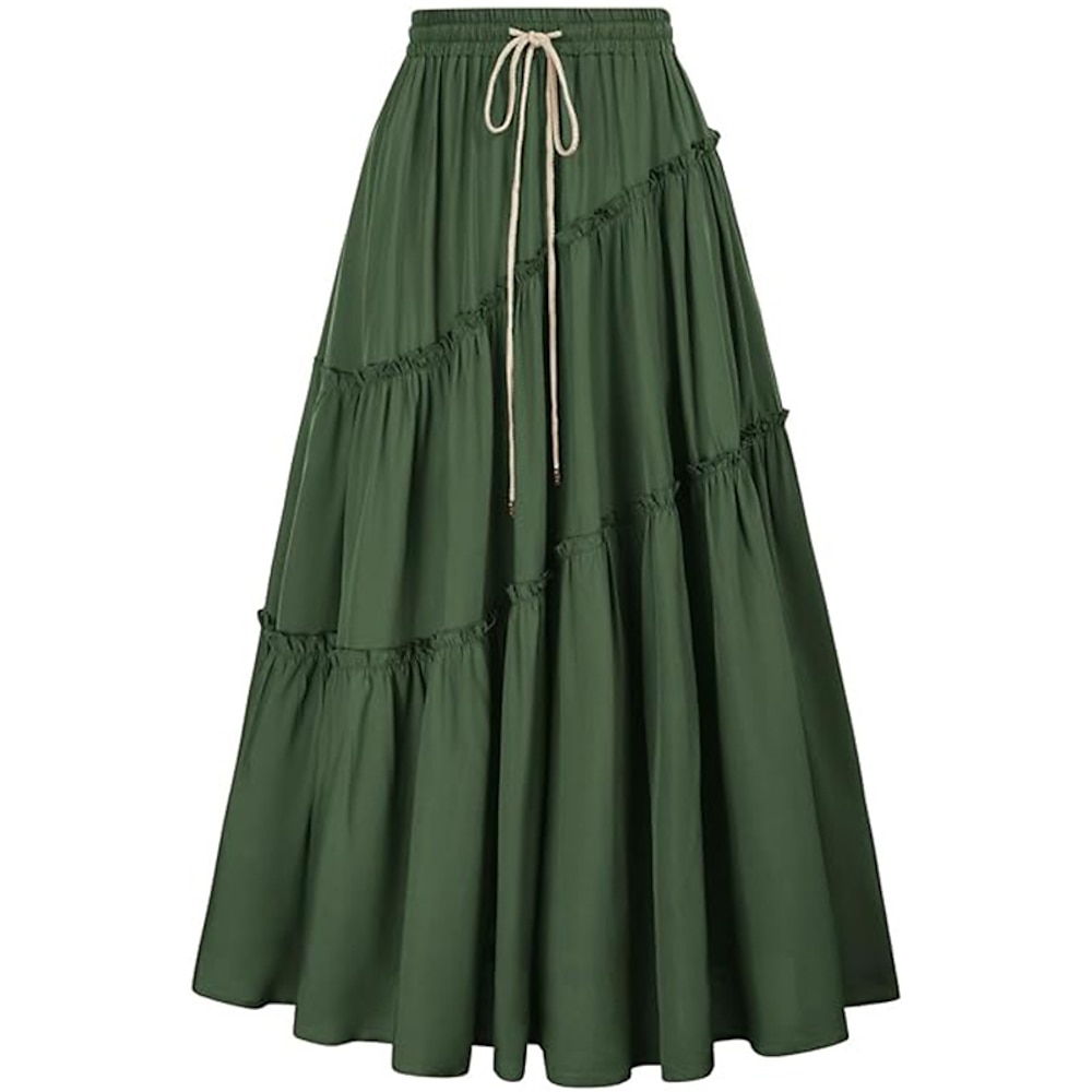 Retro Vintage Mittelalterlich Renaissance Midlänge Rock Wikinger Keltischer Ritter Schnürung Einfarbig Damen Keltisch Halloween Karneval Urlaub Alltagstauglich LARP Erwachsene Rock Lightinthebox