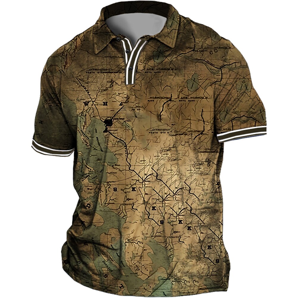 Herren Übergröße Poloshirt Groß und hoch Karte Umlegekragen Bedruckt Kurzarm Frühling Sommer Sport Modisch Strassenmode Designer Outdoor Strasse Oberteile Lightinthebox