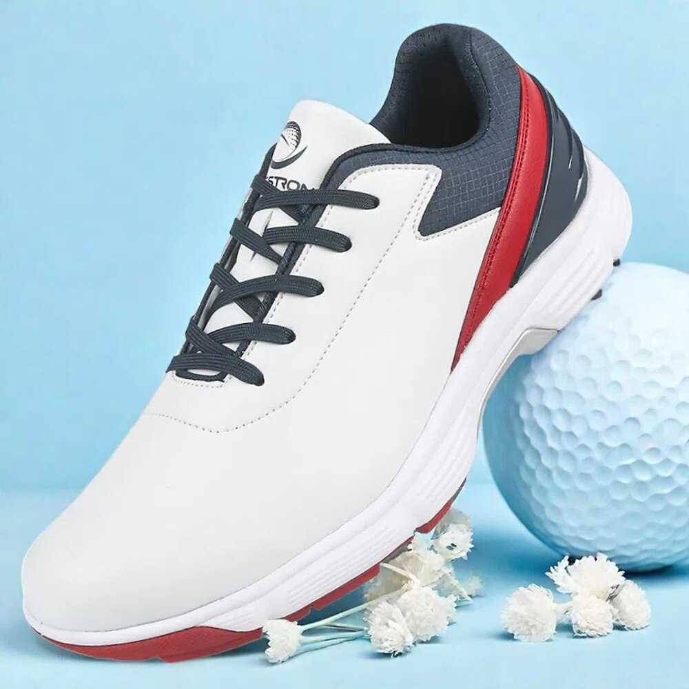 Stilvolle Golfschuhe für Herren in Rot, Weiß und Grau, Sohle mit verbessertem Grip, perfekt für Golfwettkämpfe Lightinthebox