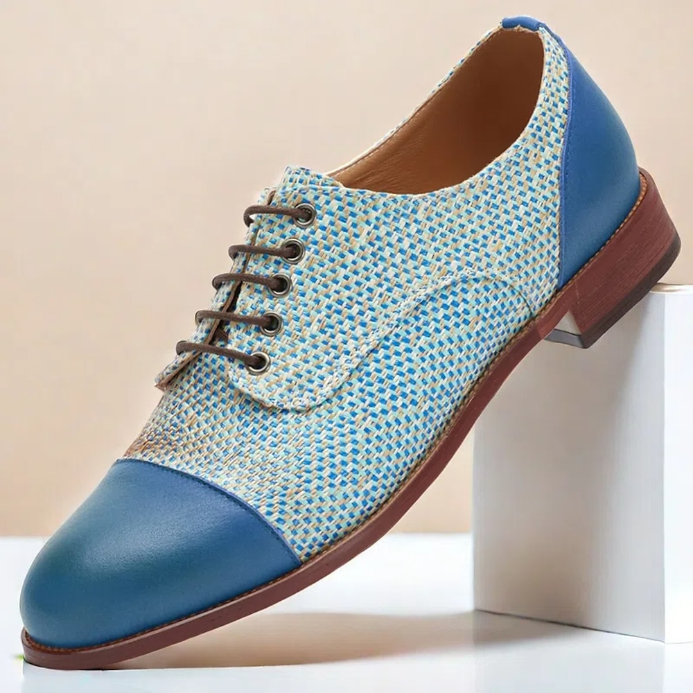 Blaue Oxford-Schuhe aus gewebtem Stoff für Herren - elegante Schnürschuhe aus Nylongewebe für geschäftliche und formelle Anlässe Lightinthebox