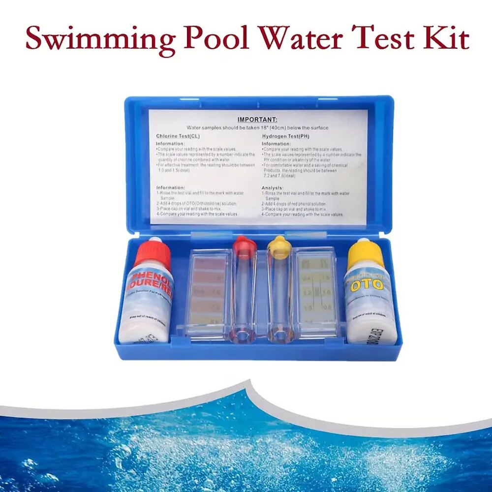 Testreagenz für die Wasserqualität im Schwimmbad, Restchlor, pH-Testkit, Wassertestkit, Wassertestreagenz-Set, Oto-Testreagenz Lightinthebox