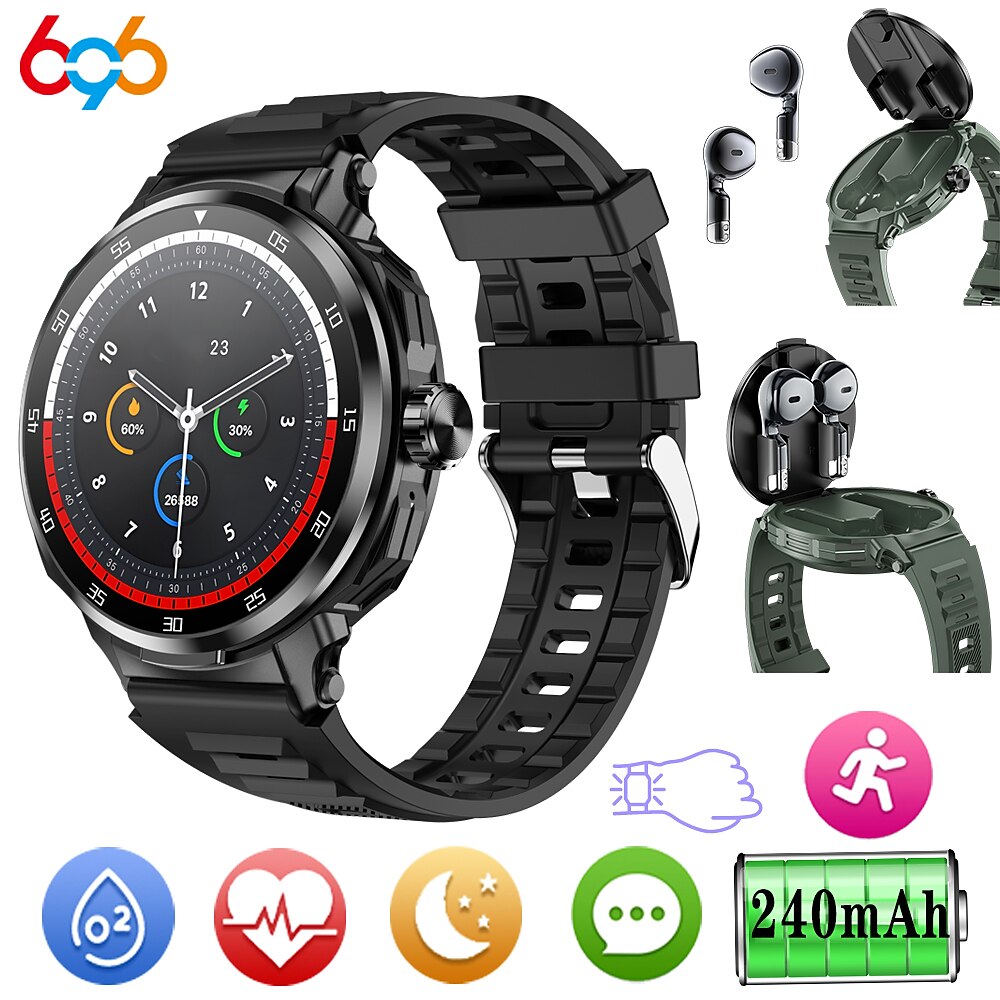 696 D11 Smartwatch 1.46 Zoll Smartwatch Fitnessuhr Bluetooth Schrittzähler Anruferinnerung Schlaf-Tracker Kompatibel mit Android iOS Herren Freisprechanrufe Nachrichtenerinnerung Kamerasteuerung IPX-0 Lightinthebox