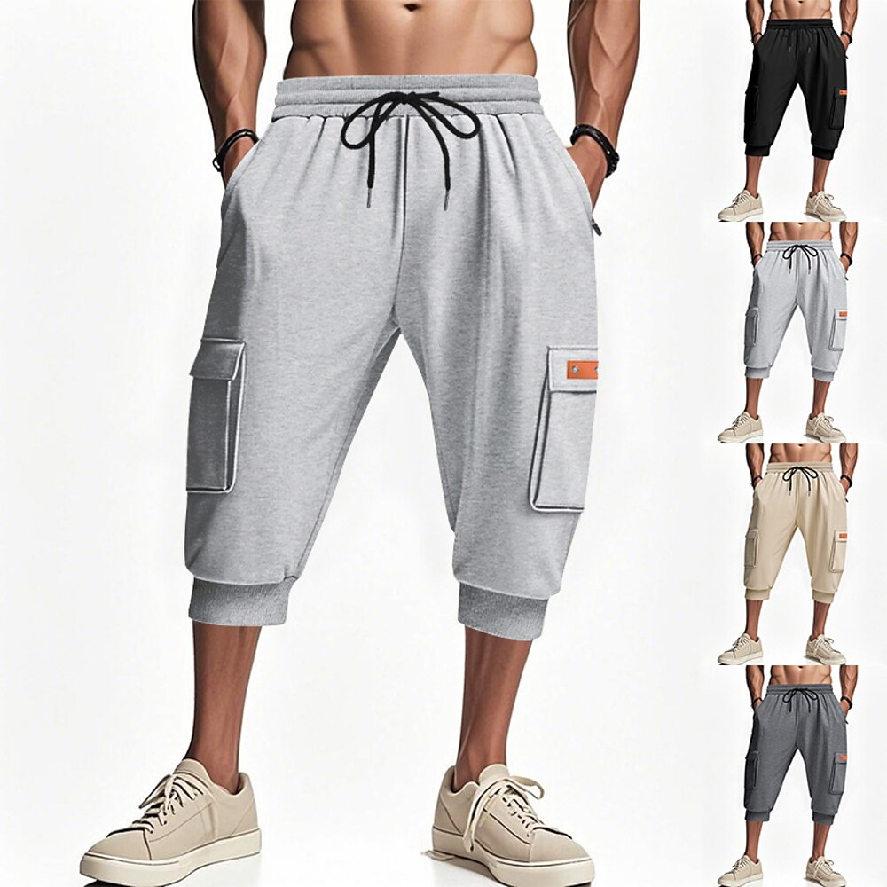Herren Sportliche Shorts Sweat-Shorts Shorts Sommershorts Tasche Kordelzug Elastischer Bund Einfach Komfort Atmungsaktiv Wadenlang Outdoor Sport Klassisch Lässig Schwarz Hellgrau Dehnbar Lightinthebox