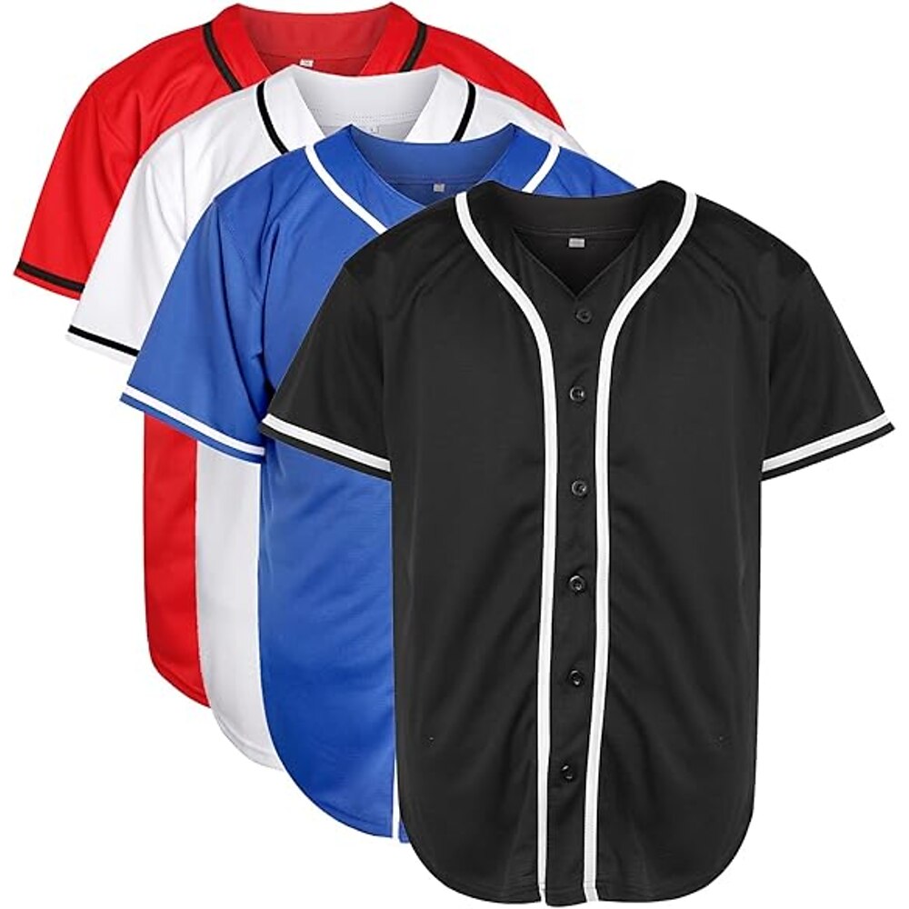 Herren Baseball T-Shirt Solides Baseball Jersey Shirt Kurzarm V-Ausschnitt Sommer Einfarbig Modedesigner Basic Basic Urlaub Street Ausgehen Schwarz Weiß Blau Top Tee für Männer Lightinthebox