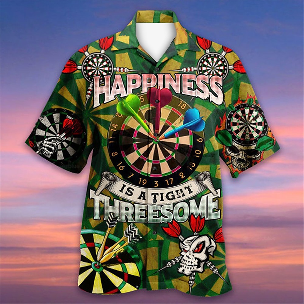 Herren Wurfpfeile Hemd Hawaiihemd Sommerhemd Aloha-Shirt Kurzarm Hemd Umlegekragen Modisch Designer Brautkleider schlicht Strasse Täglich Festtage Schwarz Rote Blau 3D-Druck S M L Lightinthebox