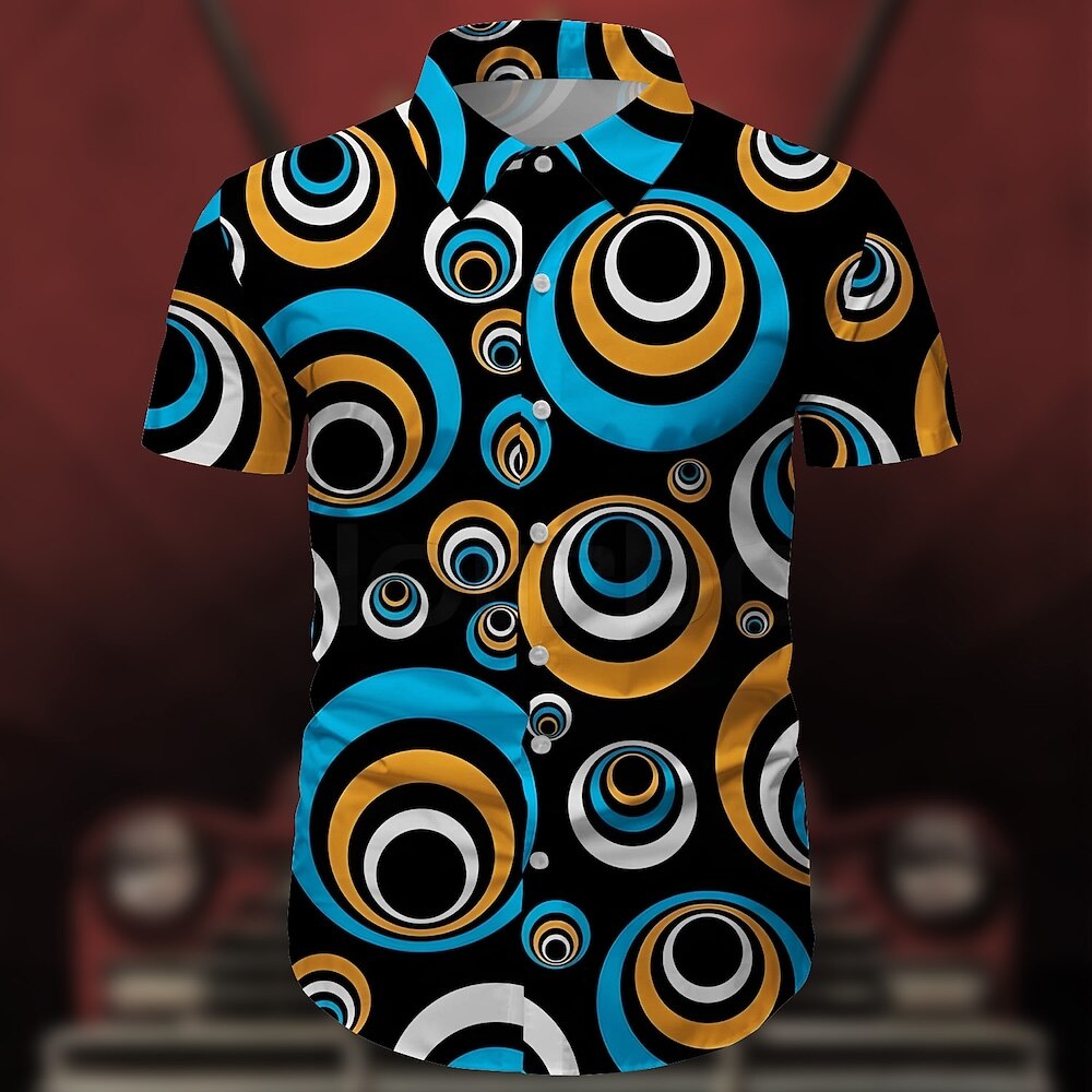 Retro Vintage 1970er Hemd Aloha-Hemd Hippie Disco Geometrisch Herren Maskerade Urlaub Party Erwachsene Hemd Lightinthebox