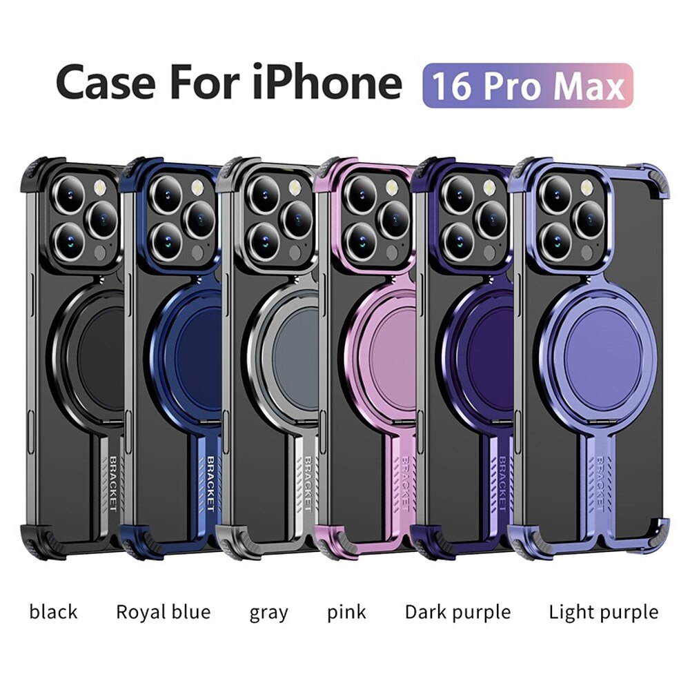 Handy Hülle Handyhüllen Für iPhone 16 Pro Max Plus iPhone 15 Pro Max Plus iPhone 14 13 12 Pro Max Plus Rückseite Mit Ständer Magnetisch Unterstützt kabelloses Laden Retro Metall Lightinthebox