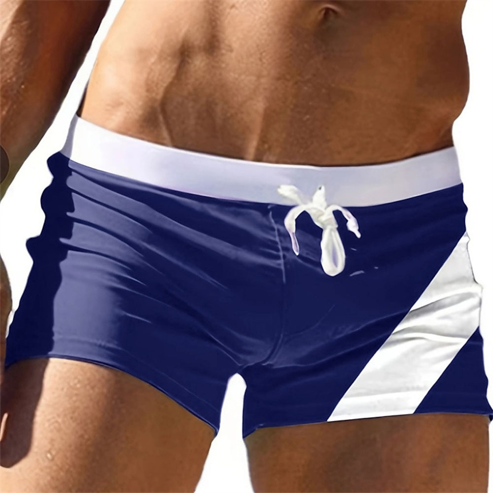 Herren Bademode Surfshorts Badehose Schwimmshorts kurz Bademode Unten Kordelzug Schwimmen Surfen Strand Wassersport Patchwork Sommer Frühling Lightinthebox
