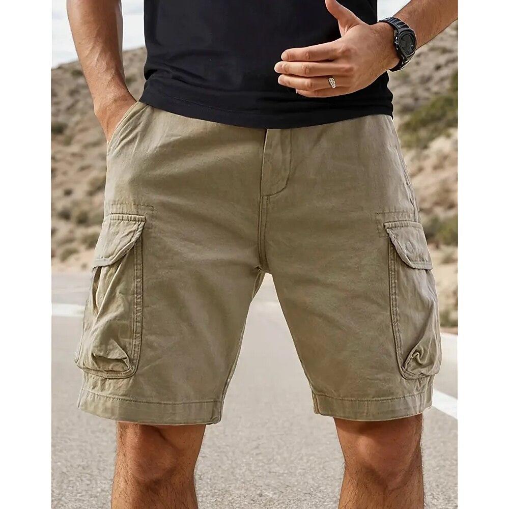 Herren Cargo-Shorts Shorts Sommershorts Kordelzug Elastischer Bund Mehrere Taschen Einfach Komfort tragbar Knielang Outdoor Sport Täglich Mode Lässig Khaki Armeegrün Lightinthebox