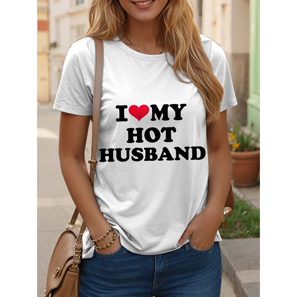 Damen T Shirt Grafik Buchstabe Stilvoll Lässig Kurzarm Rundhals Normale Oberteile Täglich Wochenende Druck Weiß Rosa Grün Sommer Frühling Lightinthebox