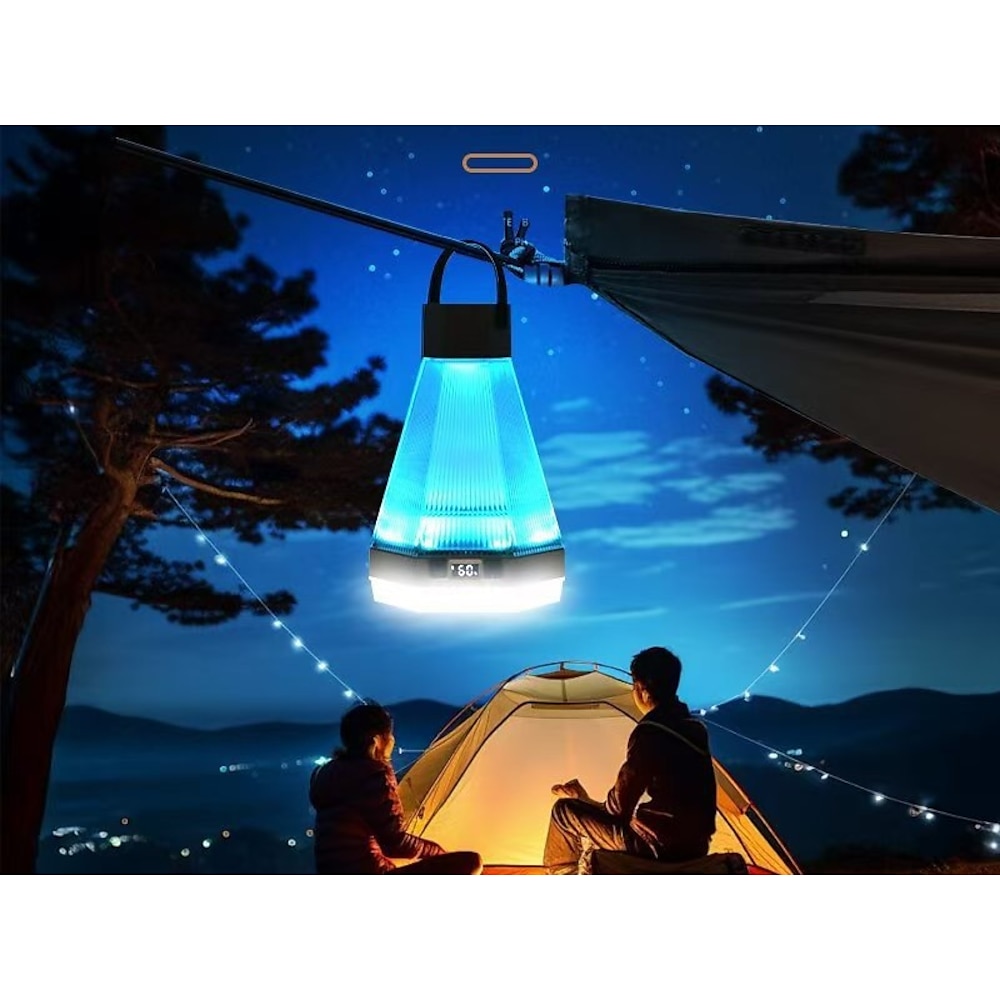 LED-Außenleuchten, Campinglaternen mit 6 Lichtmodi, Typ C, wasserdichte Handlampe für Camping, Wandern, Stromausfälle, 1 Stück (schwarz/grün) Lightinthebox