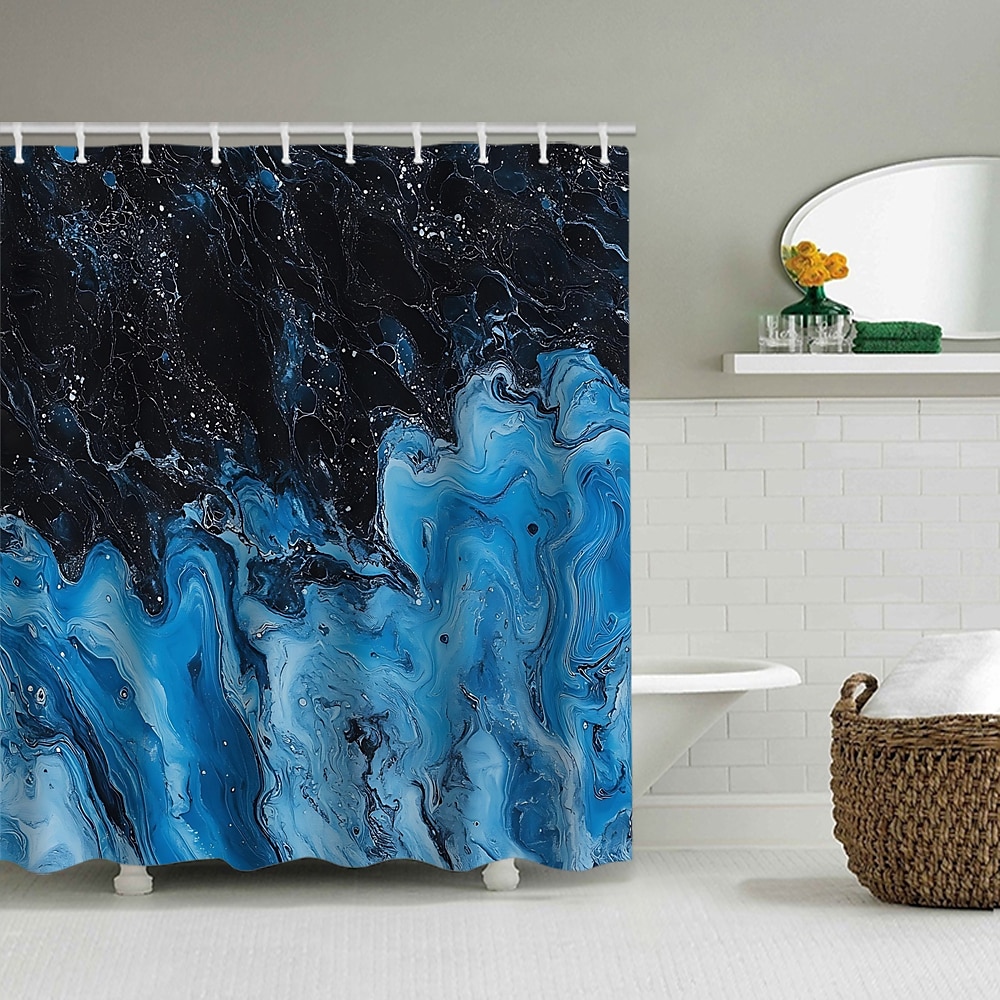 abstrakter Graffiti-Duschvorhang, wasserdichter Sichtschutz aus Polyester für das Badezimmer mit 12 Haken, farbenfrohes Farbdesign für die Heimdekoration Lightinthebox