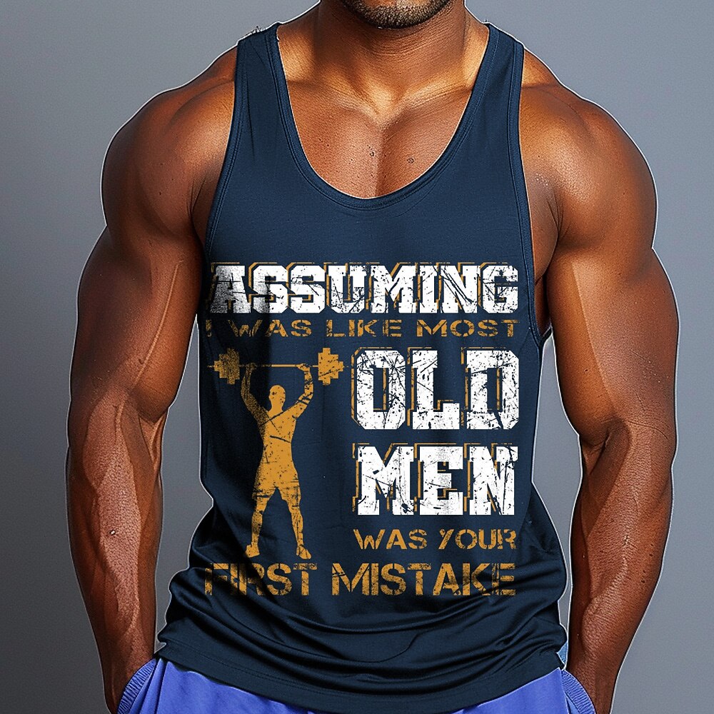 Herren Lustiger Slang Weste Ärmellos T-Shirt 3D-Druck Rundhalsausschnitt Hemd Sport Mode Täglich Fitnessstudio Wandern Rote Blau Grün Sommer Frühling Bekleidung S M L XL XXL XXXL Lightinthebox