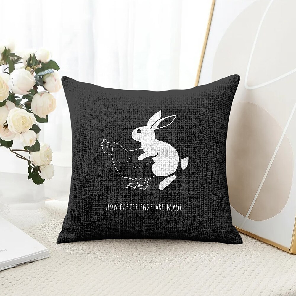 Oster Lustiger Hase Dekorative Kissenbezug 1PC Weicher quadratischer Sofakissenbezug für Schlafzimmer Wohnzimmer Sofa Stuhl Lightinthebox