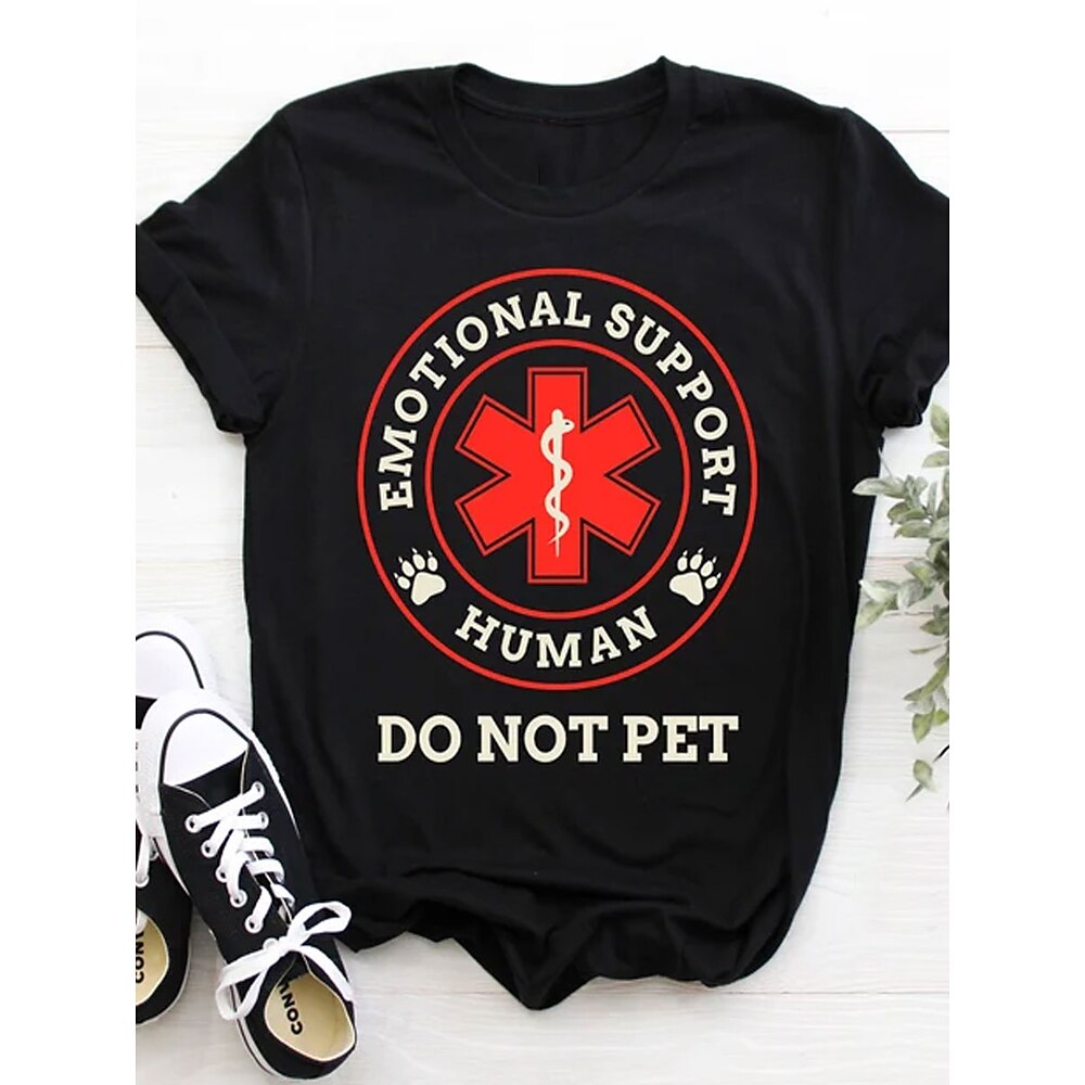Damen T Shirt Grafik Buchstabe Stilvoll Lässig Kurzarm Rundhals Normale Oberteile Täglich Wochenende Druck Schwarz Sommer Frühling Lightinthebox
