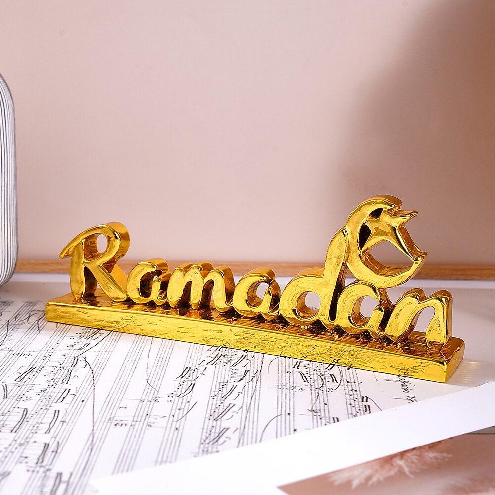 Ramadan-Buchstaben-Dekorationsfigur, Kunstharz-Handwerk im antiken Stil, muslimisches Festgeschenk für Eid al-Fitr Eid al-Adha, süßes Geschenk für Familienfeiern und Feiern Lightinthebox