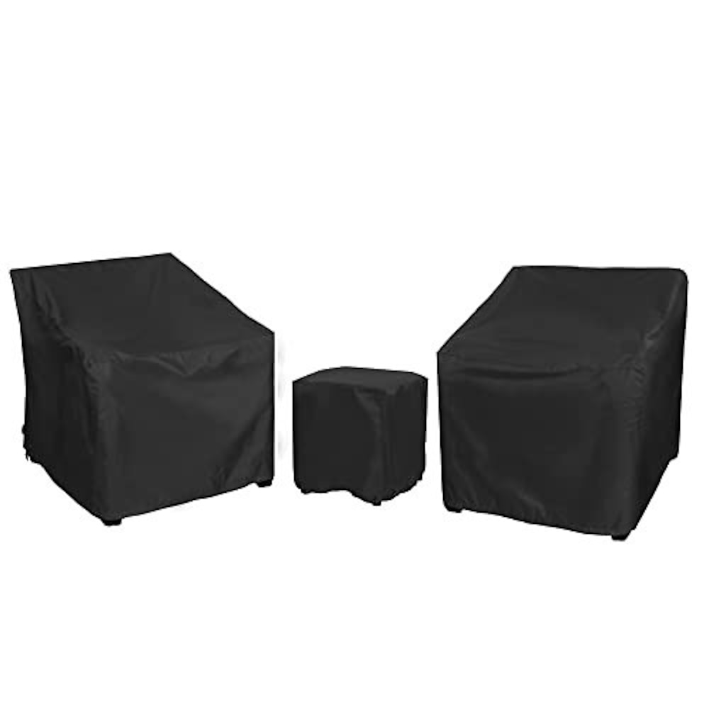 Abdeckungen für Terrassenmöbel, 210D Oxford-Gewebe, Abdeckungen für Terrassenmöbel-Sets für 3-teiliges Outdoor-Bistro, Terrassensofa-Bezüge-Set für 2 Stühle und Couchtisch, Silber, Schwarz Lightinthebox