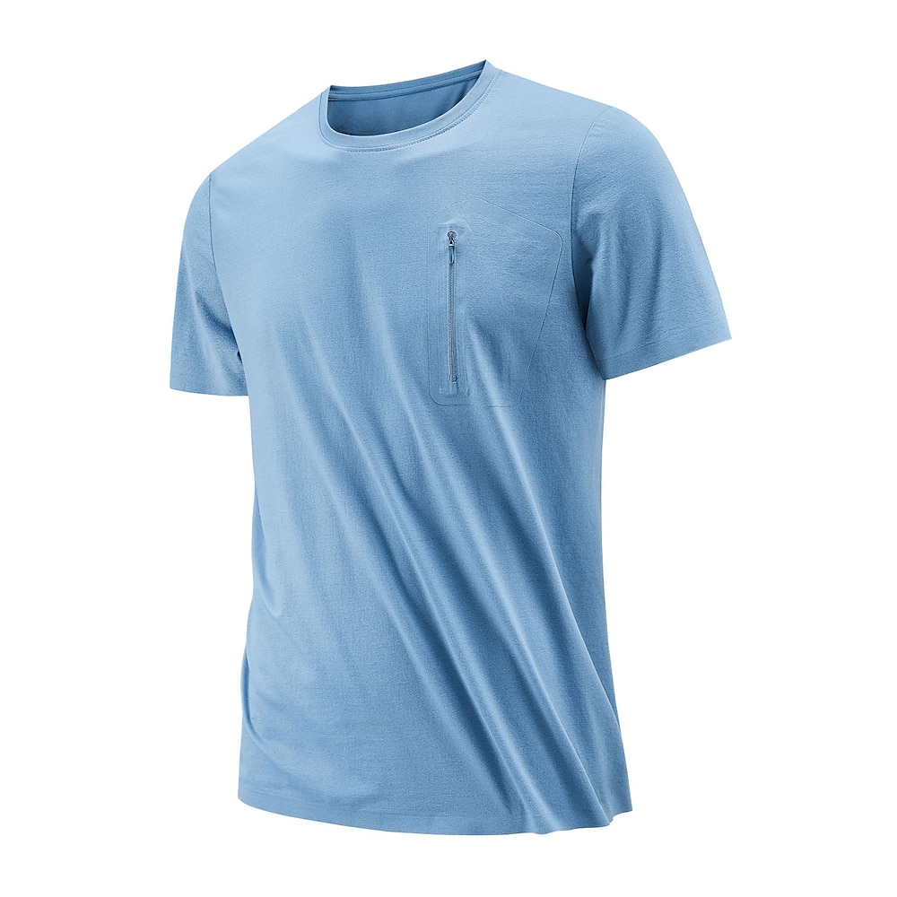 Herren T Shirt T-Shirt Kurze Ärmel Rundhalsausschnitt Sommer Einfarbig Mode Designer Basic Seitentaschen Urlaub Straße Ausgehen Hellblau Eisengrau Dunkelgrau Top T-Shirt für Herren Lightinthebox