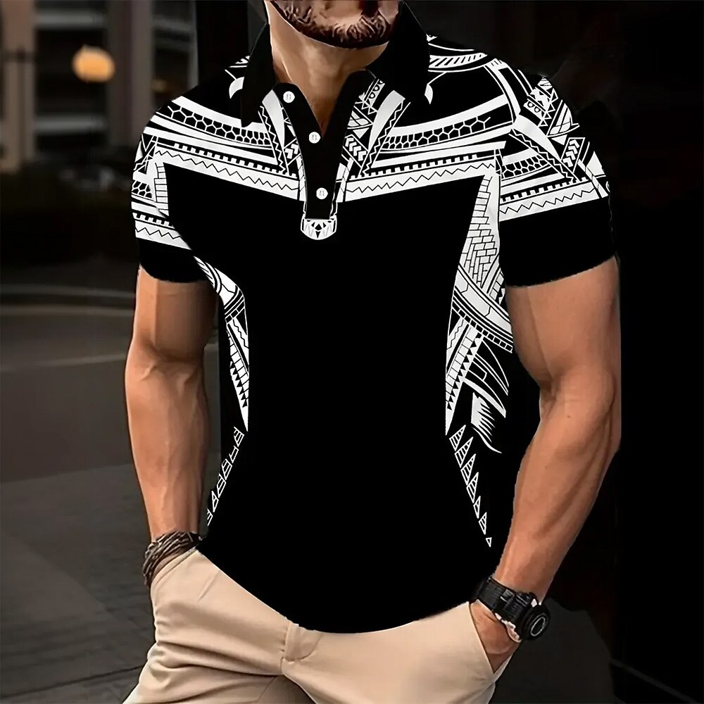 Herren Grafik Polo Kurzarm Polo-Shirts Hemden mit Kragen Lässig Outdoor Alltagskleidung Hauskleidung 3D-Druck Schwarz Lightinthebox