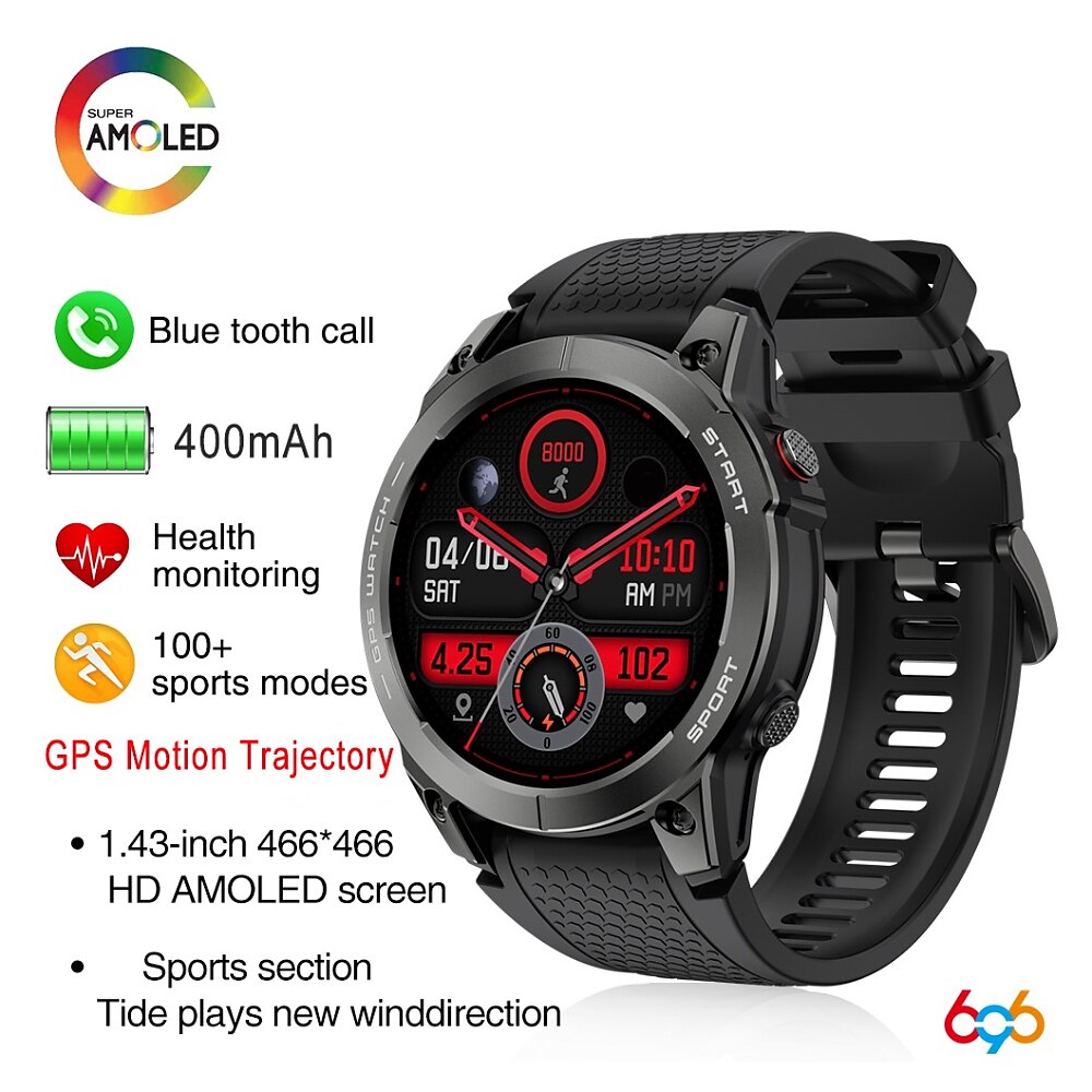 696 S53 Smartwatch 1.43 Zoll Smartwatch Fitnessuhr Bluetooth EKG PPG Schrittzähler Anruferinnerung Kompatibel mit Android iOS Damen Herren Freisprechanrufe Nachrichtenerinnerung IP 67 48mm Lightinthebox