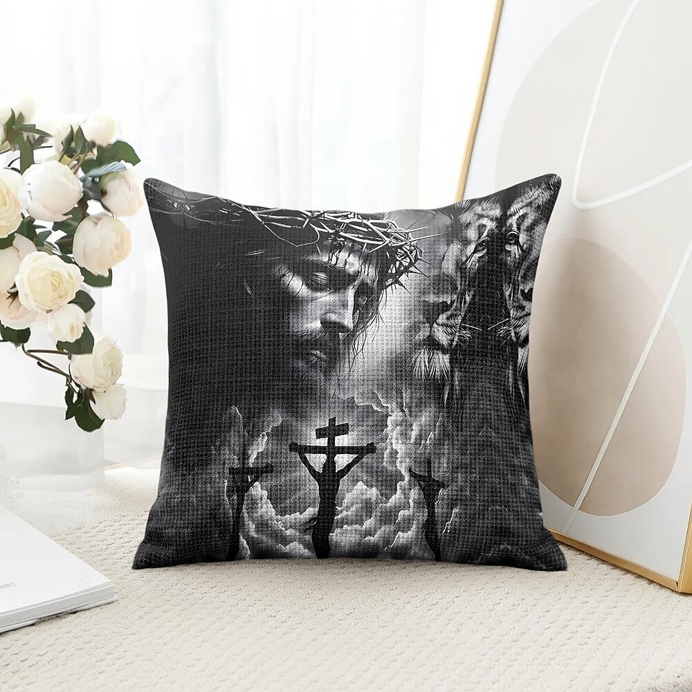 Oster Jesus Kreuz Dekorative Kissenbezug 1PC Weicher quadratischer Sofakissenbezug für Schlafzimmer Wohnzimmer Sofa Stuhl Lightinthebox