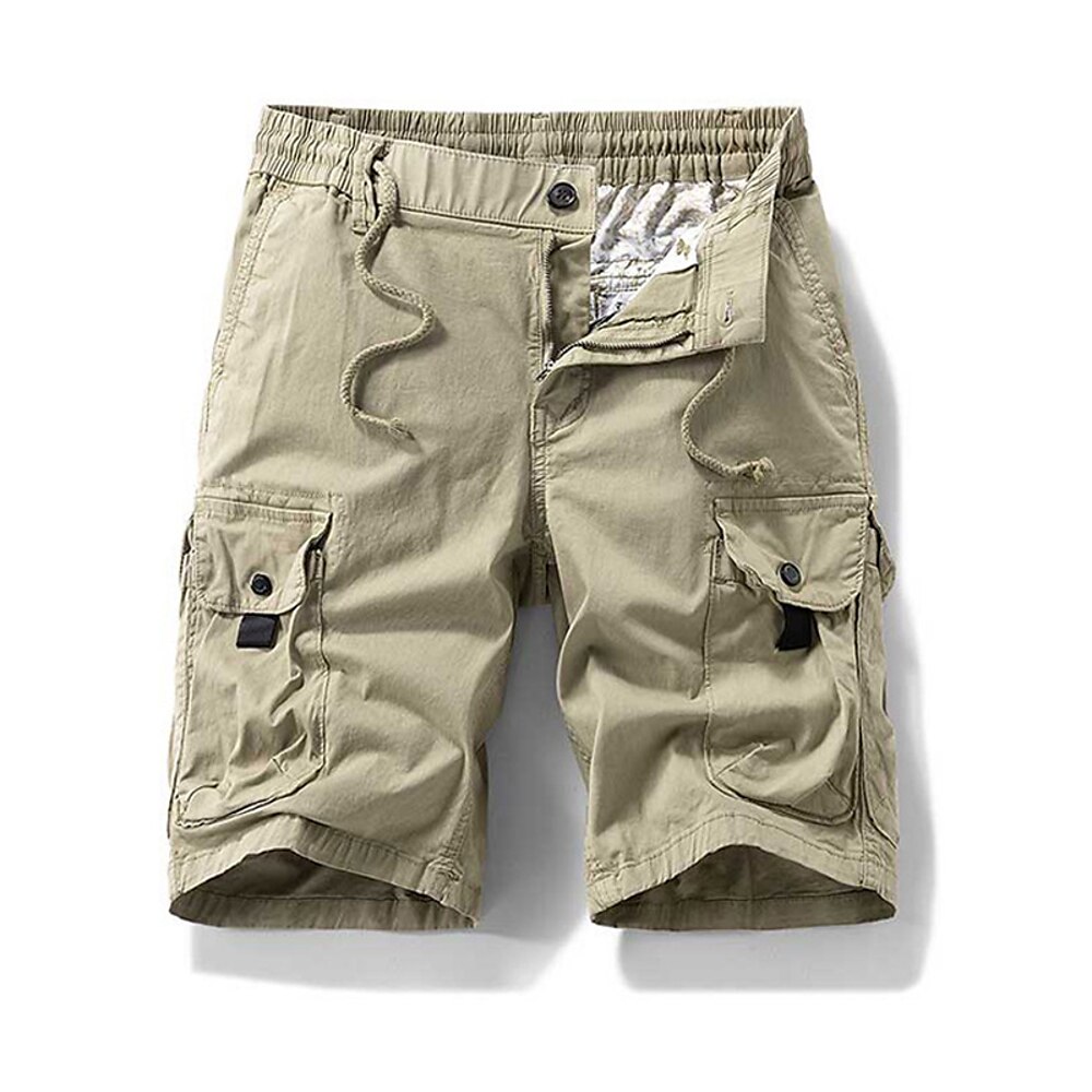 Herren Cargo-Shorts Shorts Sommershorts Kordelzug Elastischer Bund Mehrere Taschen Einfach Komfort tragbar Knielang Outdoor Sport Täglich Mode Lässig Schwarz Khaki Lightinthebox