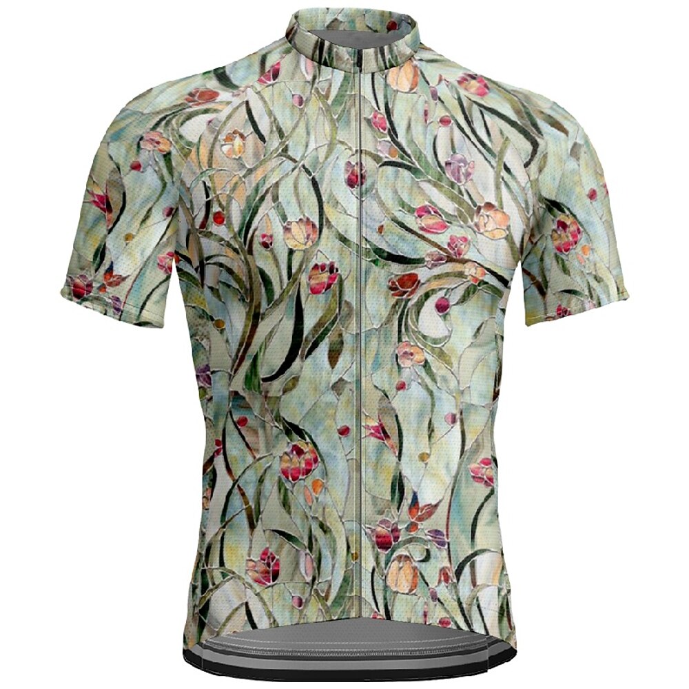 Herren Radtrikot Kurzarm Fahhrad T-Shirt Trikot mit 3 Gesäßtaschen Mountainbike MTB Atmungsaktiv Schnelltrocknend Anatomisches Design Feuchtigkeitsableitend Grün Sport Bekleidung Lightinthebox