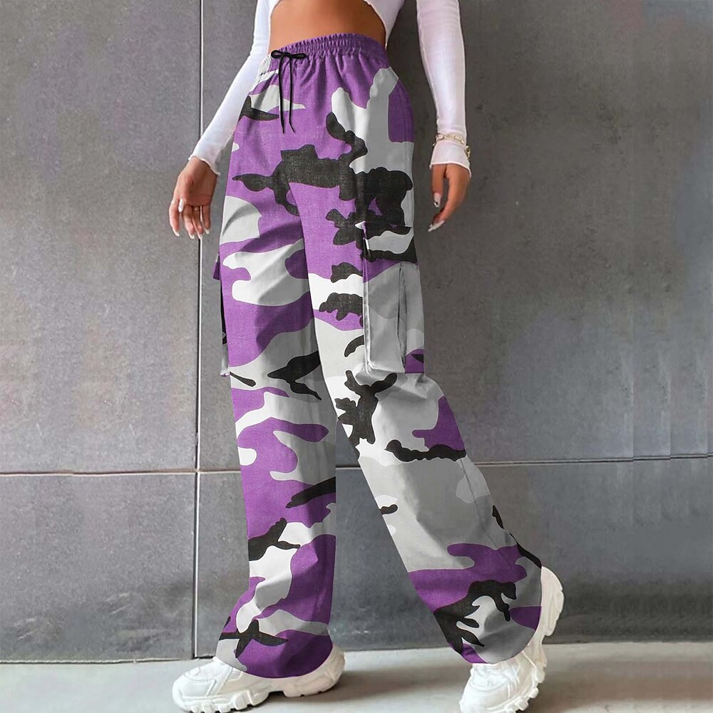 Damen Strandshorts Lässig / Sportlich Volle Länge Natürliche Taille Tarnung Basic Unelastisch Athleisure GrayRot Rosa und Grün Gold Fluss-Blau Frühling, Herbst, Winter, Sommer Lightinthebox