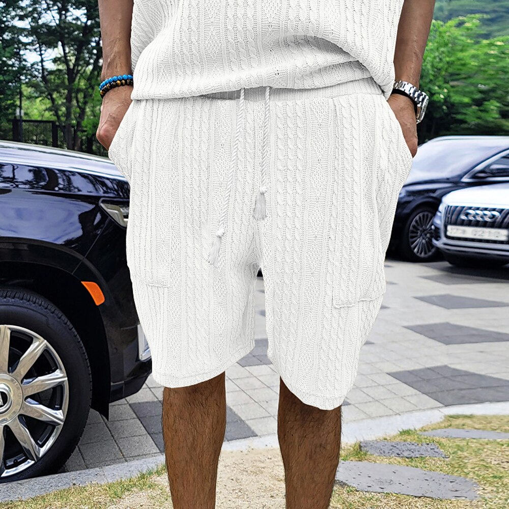 Herren Sportliche Shorts Sweat-Shorts Shorts Sommershorts Tasche Kordelzug Elastischer Bund Einfach Komfort Atmungsaktiv Knielang Outdoor Sport Klassisch Lässig Schwarz Weiß Lightinthebox