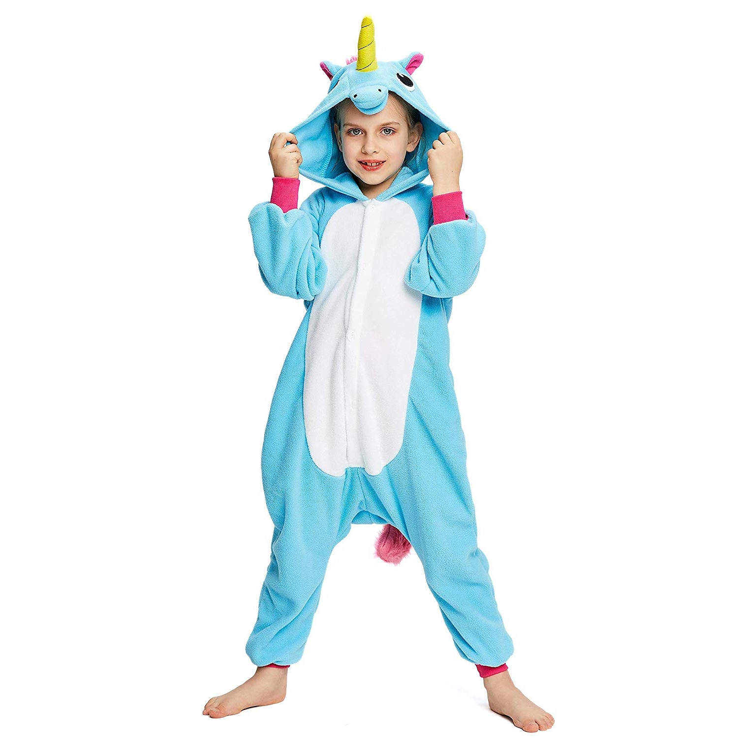 Christmas Gift Large Girls/ Boys Animal-Design Flannel Pyjama Onesie/ Cosplay Costume Blue