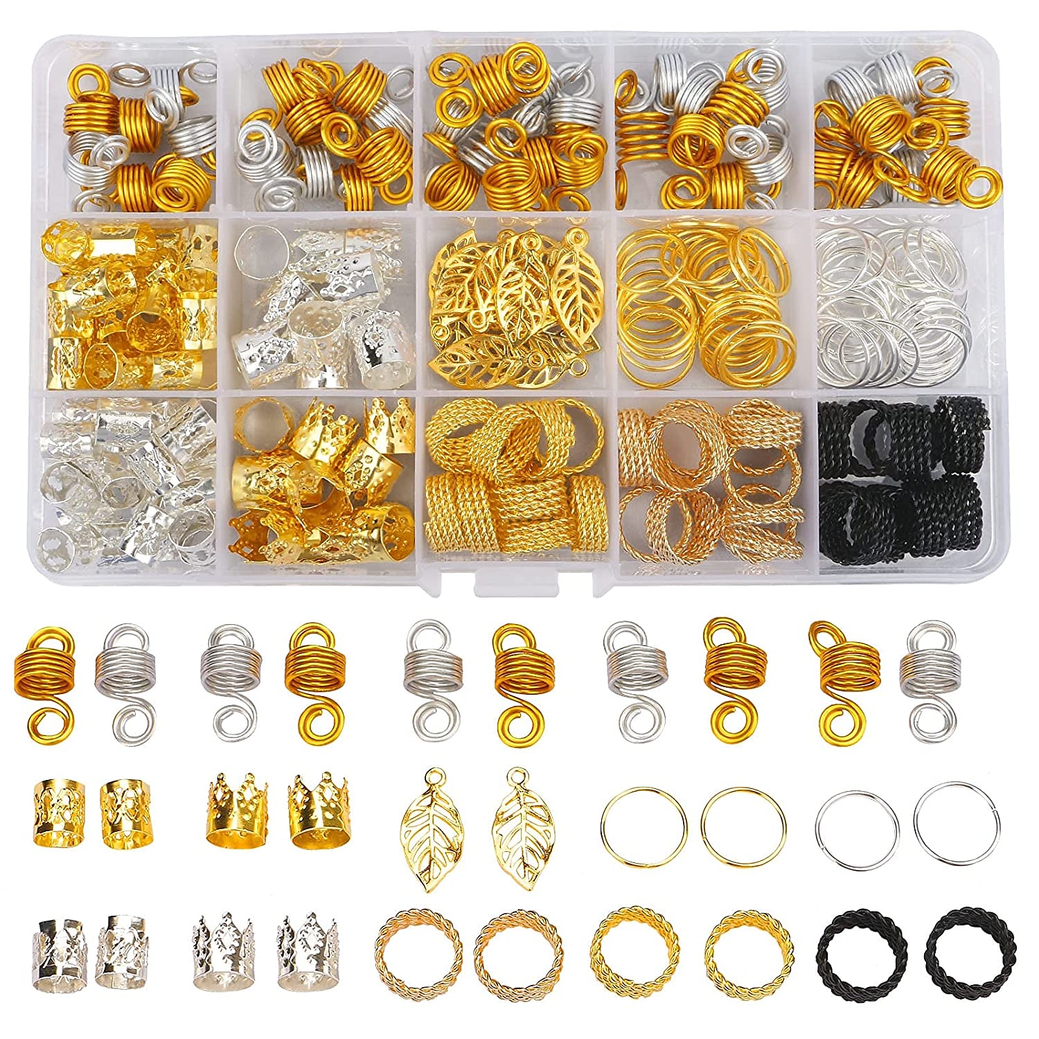 200PCS Beads for Hair Braids Hair Jewelry for Women Braids Metal Gold Braids  Rings Cuffs Clips for Dreadlock Accessories Hair Decorations 8781171 2023 –  $