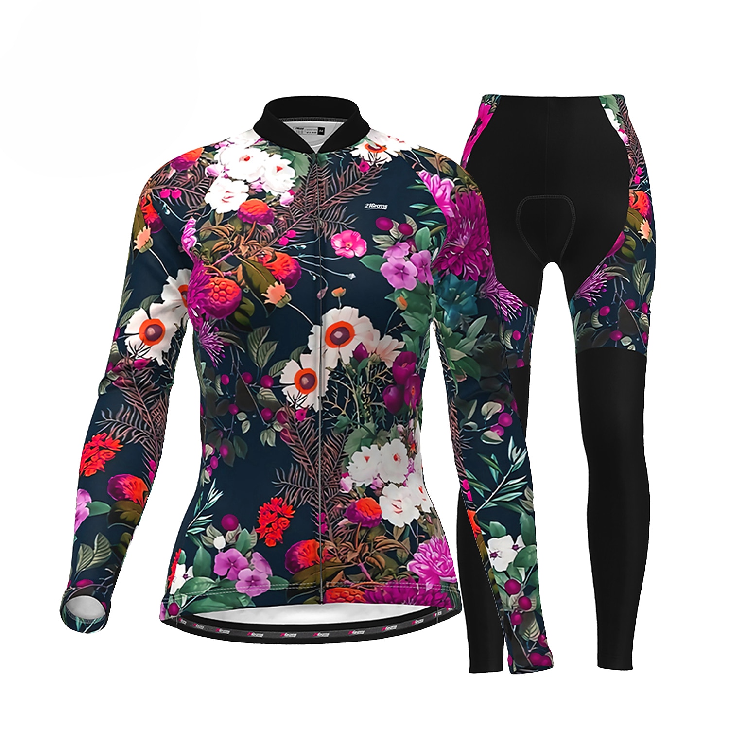 21Grams Long Sleeve Cycling Jersey with Tights Spandex Silicon Polyester Black/Red Purple Yellow Patchwork Bike Clothing Suit Thermal/Warm Breathable 35D Pad Quick Dry Limits Bacteria Sports