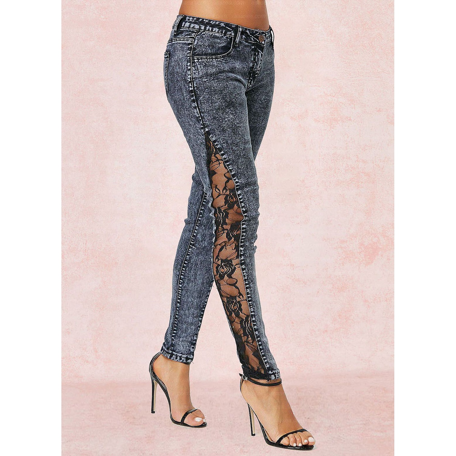 Mujer Moda Vaqueros Vaqueros desgastados Bolsillos laterales Retazos Hasta  el Tobillo Pantalones Casual Fin de semana Microelástico Plano Comodidad  Media cintura Gris S M L XL XXL 9024065 2022 – $35.63