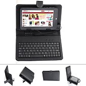baratos Capas Para Tablet&amp;Protetores de Tela-Capa de couro para proteção do teclado 7 polegadas Tablet PC (porta USB)