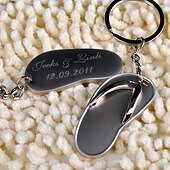 voordelige Bruiloften &amp; Feesten-Roestvrij Staal Keychain Favors-6 Stuk / Set Sleutelhangers Strand Thema Gepersonaliseerd Zilver