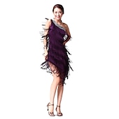 preiswerte Kleidung für lateinamerikanische Tänze-Latein-Tanz Kleid Quaste Kristalle / Strass Damen Leistung Ärmellos Normal Baumwolle Polyester