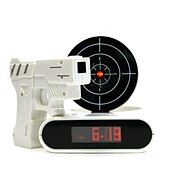 cheap Alarm Clocks-Novelty Laser Gun Target Shooting Digital Alarm Clock (4xAA)
