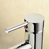 abordables Classiques-Robinet d&#039;évier de salle de bain, style campagnard en laiton chromé mitigeur monotrou robinets de bain avec interrupteur chaud et froid et valve